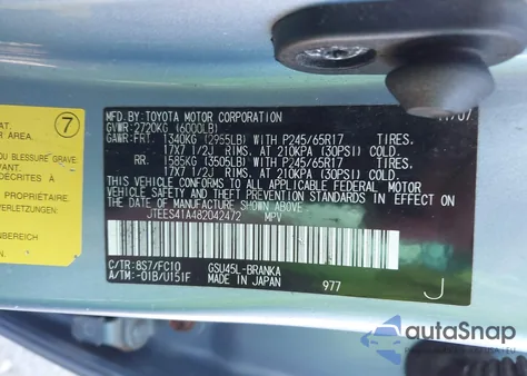 2008 Toyota Highlander z USA, uszkodzony, nr VIN JTEES41A482042472